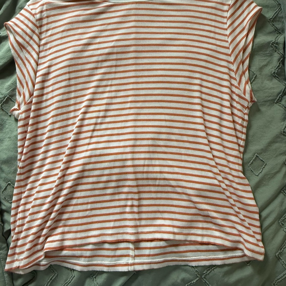 American Eagle Outfitters Orange and White Striped Tee